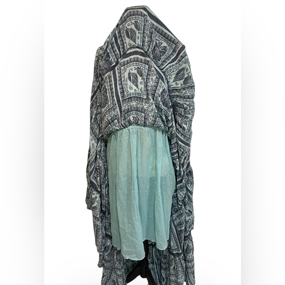 PQ Swim Halter Tiered Maxi Dress Blue Boho Metallic Lurex M/L NWOT - Picture 11 of 11